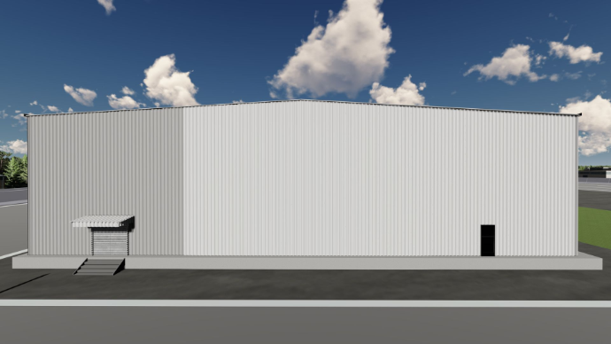 detailed peb design - Large manufacturing plant construction with terracotta brown steel cladding and loading bays - Designed at ShreeSES.