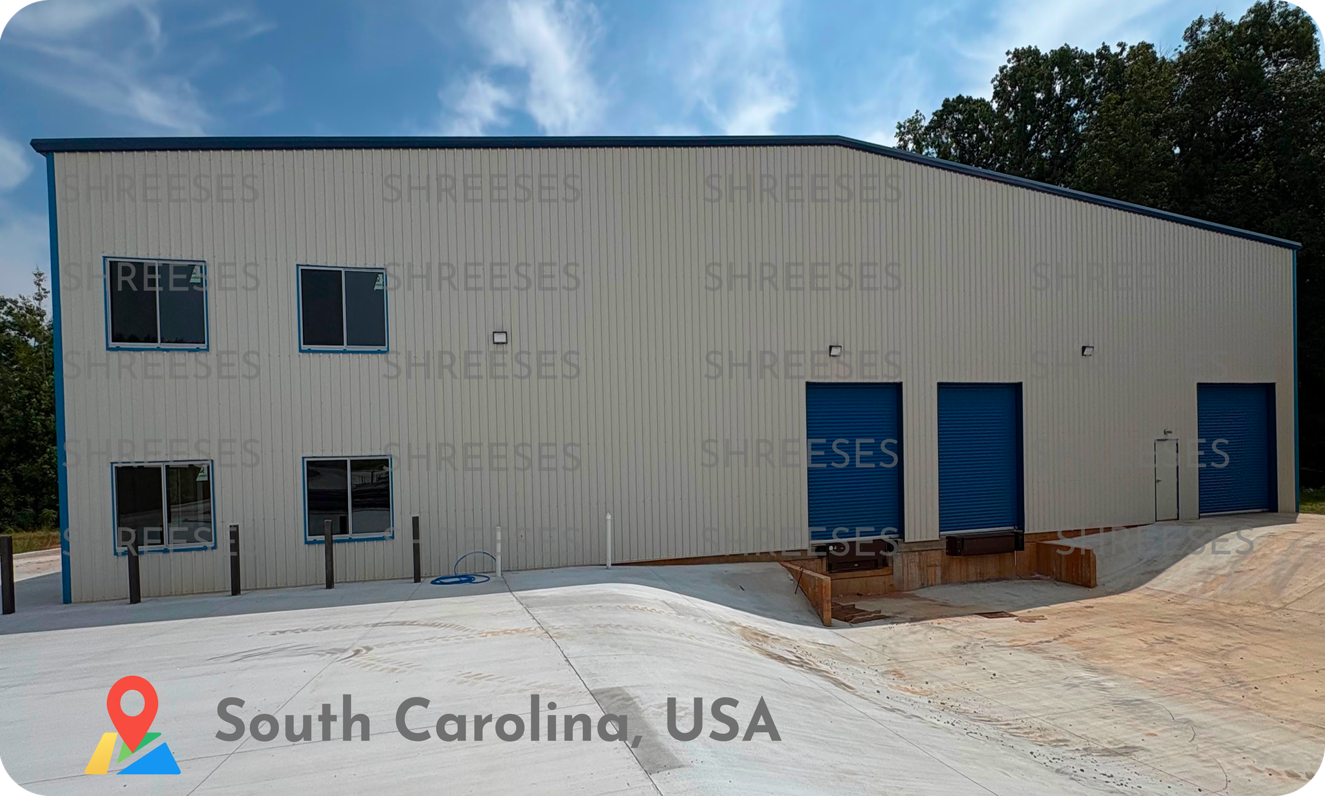 Pre-engineered steel building 190ft x 125ft constructed in South Carolina USA by Shree Structural Engineering Services – ShreeSES